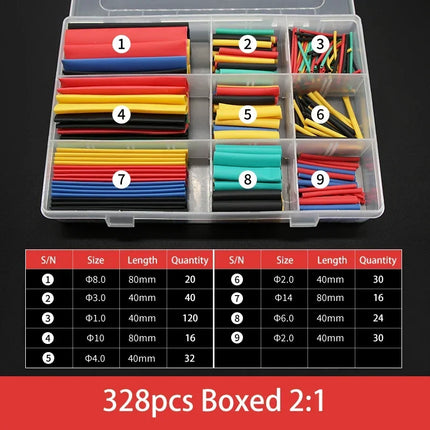 127/328/750 pezzi kit di avvolgimento tubi termorestringenti 2:1 filo termoretraibile tubo termoretraibile filo collegare copertura guaine di protezione