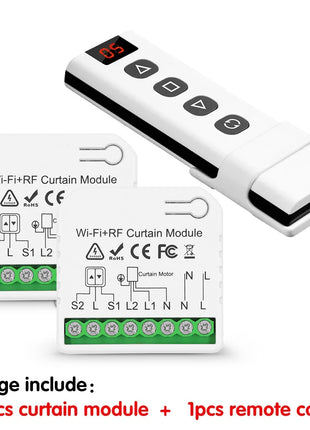 Interruttore per tende Wifi Rf Tuya Smart Life Modulo per tapparella 433 mhz 5-IN-1 Telecomando, per tende per porte e finestre del garage Alexa