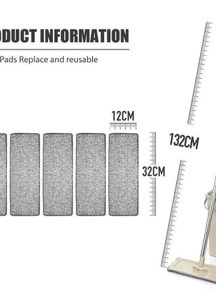 Hand Free Flat Floor Mop And Bucket Set For Professional Home Floor Cleaning System With Washable Microfiber Pads For Hardwood