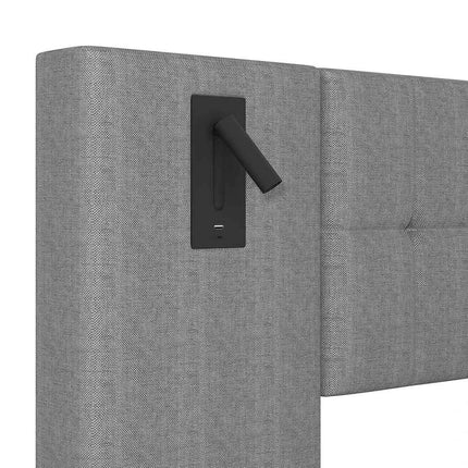 KOMHTOM Padding bed 180x200cm Linen with LED strip headboard spot and USB port-Without mattress