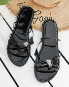 Women's Slippers with Butterfly Design Summer Chic Rose Gold Metal Band Slides Ladies Casual Outdoor Flat Beach Sandal Shoes Plus Size