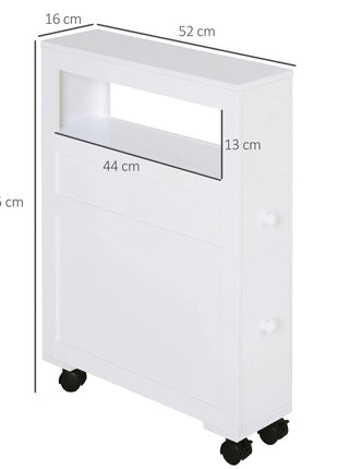 HOMCOM Mobile Bagno con Ruote, 2 Cassetti e Ripiano 16x52x71,5 cm – Bianco