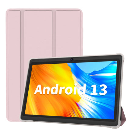 Pritom Tablet PC da 7 pollici, Android 13 Quad Core, 4 GB (2+2 GB virtuale) RAM 32 GB ROM, WiFi, doppia fotocamera, USB C, con custodia in pelle