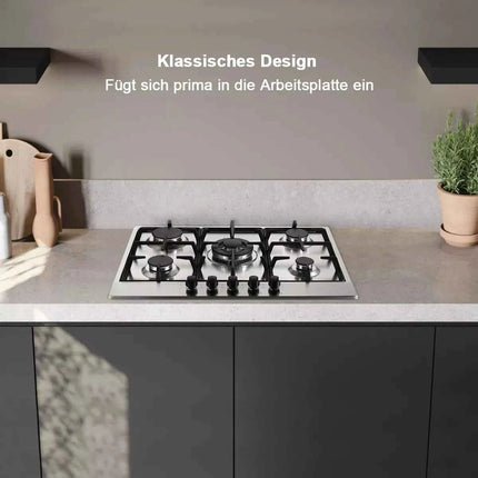 Piano Cottura a Gas Topstrong 5 Fuochi Inox Da Incasso - Gas Naturale e GPL YYEUGCT-S05