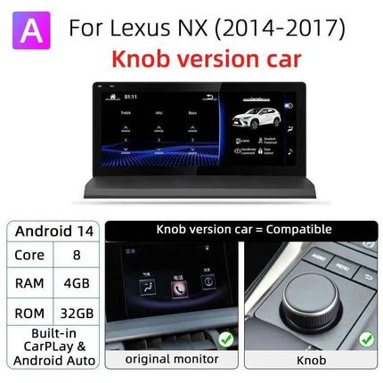 Nunoo Android 14 CarPlay Auto Radio For Lexus NX NX200 NX200T NX300h 2014-2021 Multimedia Navigation GPS DSP 4G WiFi