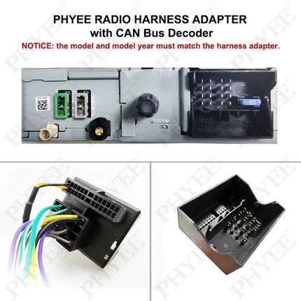 Kit di montaggio telaio pannello radio Android da 9" con decodificatore CAN Bus da 16 pin a cablaggio Quadlock per Peugeot 3008 2009-2015