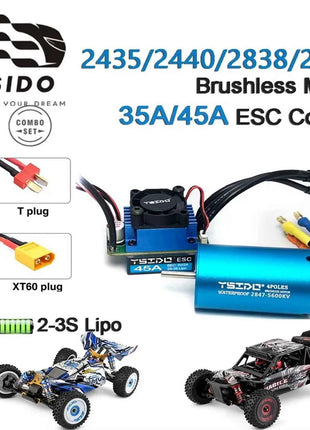 2435/2440/2838/2847 Brushless Motor 35A/45A ESC Combo for Wltoys 124016 Remo Hobby XLH Timaya Redcat 1/12 1/14 1/16 RC Boat Car
