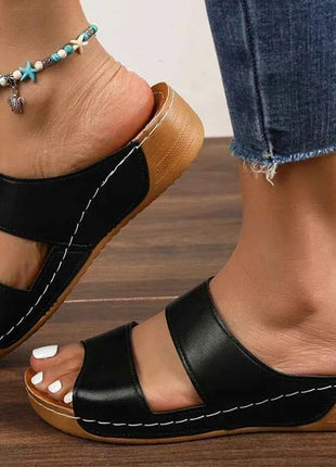 Sandali da donna Sandali estivi casual con tacco Scarpe da donna Sandali con plateau basso Pantofole da esterno per interni Calzature estive con tacco