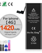 High Capacity Battery For iPhone 4 4S 5 5S 5C SE 2020 6 6S 7 8 SE2 Plus X XR XS 11 Pro Max Mobile Phone Pack New 0 Cycle Seal