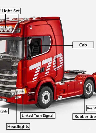 HUINA 1501 770S Alloy Tractor 19CH RC Truck 1/18 2.4G remote control Engineering Trailer Truck with Light Sound Toys XMAS Gifts