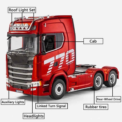 HUINA 1501 770S Alloy Tractor 19CH RC Truck 1/18 2.4G remote control Engineering Trailer Truck with Light Sound Toys XMAS Gifts