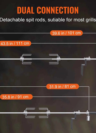 SucceBuy Universal Grill Rotisserie Kit for Grills, Electric BBQ Grill with 9W Motor Stainless Steel Automatic Grilling Kit