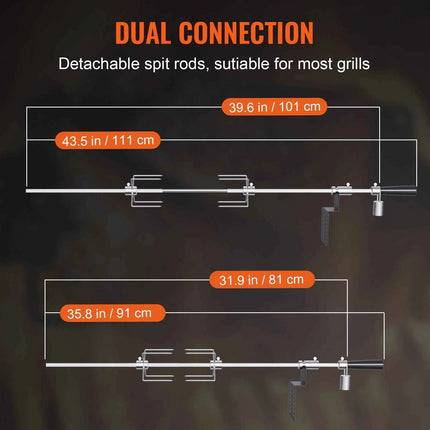 SucceBuy Universal Grill Rotisserie Kit for Grills, Electric BBQ Grill with 9W Motor Stainless Steel Automatic Grilling Kit