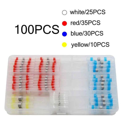 50/500Pcs Waterproof Heat Shrink Tube With Solder Insulated Electrical Wire Terminal Butt Splice Solder Electric Connector Set