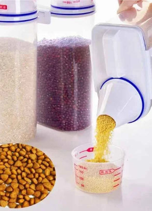 1.5kg/2kg Dog Cat Food Pail Plastic Storage Tank with Measuring Cup Container Moisture-proof Sealed Jar Pet Supplies Accessories