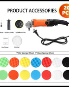 Podofo 1200W Rotary Car Buffer Polisher Waxer Detachable Handle for Boat Car Polishing and Waxing 8800RPM Sponge Rotary Polisher