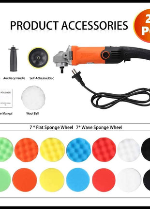 Podofo 1200W Rotary Car Buffer Polisher Waxer Detachable Handle for Boat Car Polishing and Waxing 8800RPM Sponge Rotary Polisher