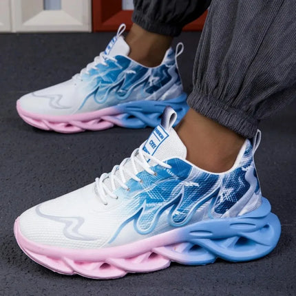 Scarpe sportive casual da uomo Scarpe sportive leggere e traspiranti con stampa fiamma Scarpe estive da tennis all'aperto da corsa Scarpe da trekking per uomo
