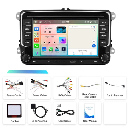 Podofo 6 + 128G 7 ''Car Stereo For VW/PASSAT/CADDY/POLO/BEETLE Multimedia Player Carplay Android Auto Type-C WIFI GPS Car Audio