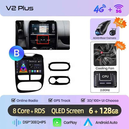 Junsun CarPlay Android Auto Car Radio for Renault Clio 4 ZOE 2012-2017  GPS Intelligent Systems Stereo Multimedia Autoradio