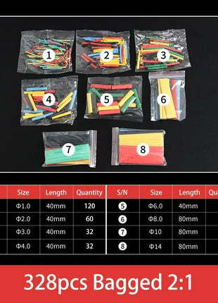 127/328/750 Pcs Heat Shrink Tubing Kit 2:1 Wire Shrinkable Tube Heat Shrink Wire Connect Cover Protection Sleeves