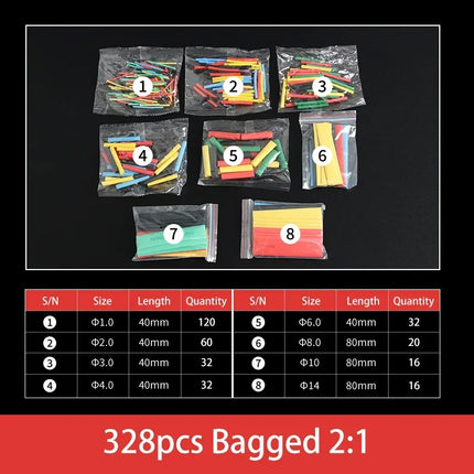 127/328/750 pezzi kit di avvolgimento tubi termorestringenti 2:1 filo termoretraibile tubo termoretraibile filo collegare copertura guaine di protezione