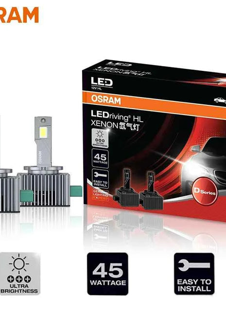 OSRAM LED D1S D3S Car Headlight LEDriving XENON HID Lamps 45W Power Bright 6000K White Canbus LED Bulbs Original Upgrade, Pair