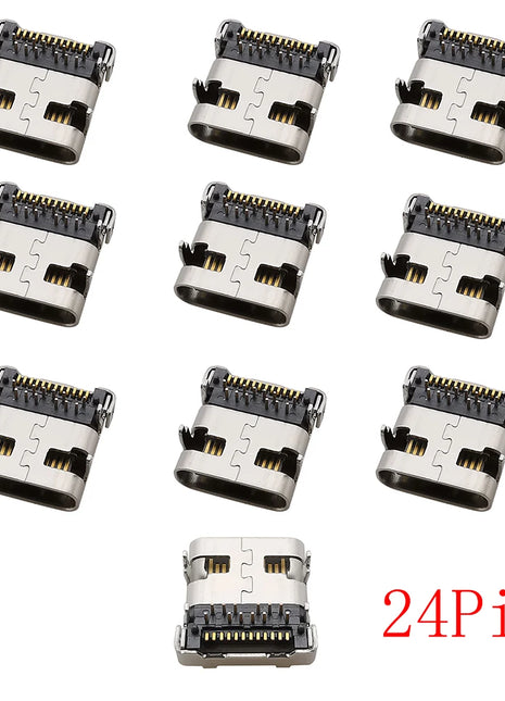 10 pz Connettore USB Tipo C Femmina Martinetti 2/6/16/24Pin SMD SMT Tipo-C Presa Porta di Ricarica Per PCB Saldatura Adattatore di Riparazione FAI DA TE