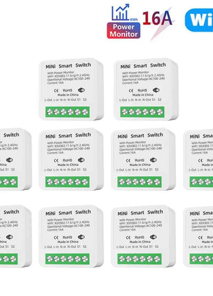 16A Tuya WiFi Smart Switch 2-way Control with Energy Monitor Switch Mini Smart Breaker Smart Life Control  Alexa Via Google Home