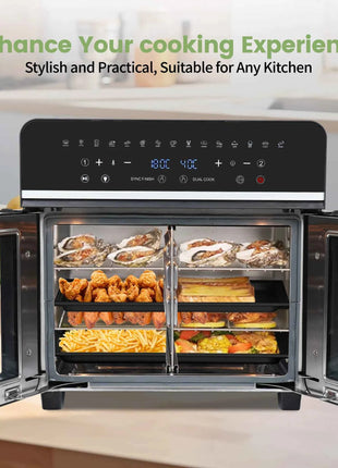 Friggitrice ad Aria XXL 23L Doppia Zona - 2200W, Touch LED, 15 Programmi + Ricettario