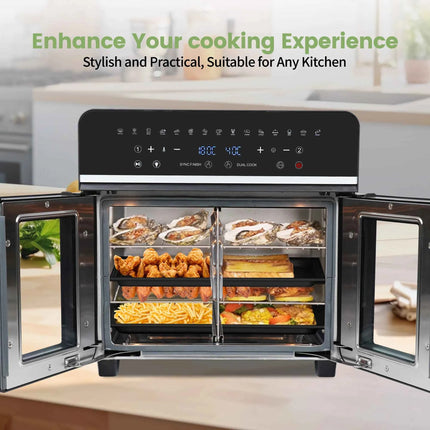 Friggitrice ad Aria XXL 23L Doppia Zona - 2200W, Touch LED, 15 Programmi + Ricettario