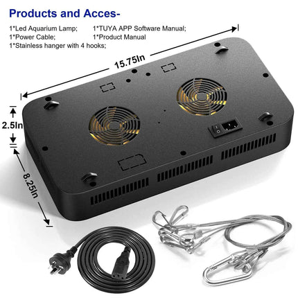 WiFi Control Dimmable 165W Led Aquarium Light with Three Channels Smart App Control for Fish Coral Reef Tank