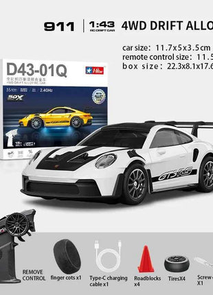 Professional 1:43 RC Drift Car with ESP Gyroscope Full Proportional Control 4WD Metal Body 2 Sets Tires for Realistic Drifting