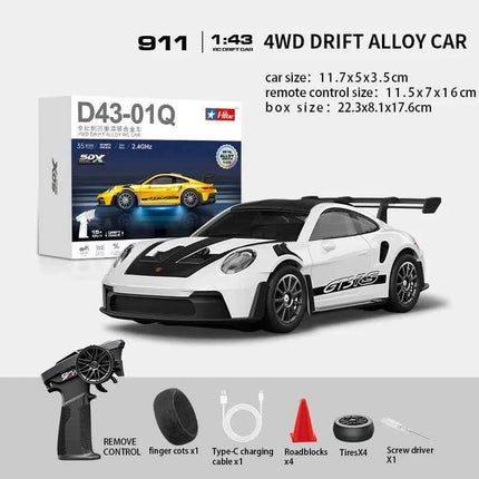Professional 1:43 RC Drift Car with ESP Gyroscope Full Proportional Control 4WD Metal Body 2 Sets Tires for Realistic Drifting