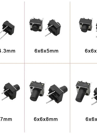 50 Pz 6x6mm Interruttore a pulsante tattile 6*6mm 2 Pin Mini PCB Interruttori tattili momentanei Altezza 5mm 6mm 7mm 8mm 9mm