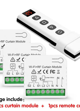 Interruttore per tende Wifi Rf Tuya Smart Life Modulo per tapparella 433 mhz 5-IN-1 Telecomando, per tende per porte e finestre del garage Alexa