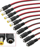 2.1x5.5mm DC maschio femmina cavo di alimentazione Pigtail connettore filo 12V 1A DC connettori barilotto di alimentazione 25CM per telecamera di sicurezza CCTV