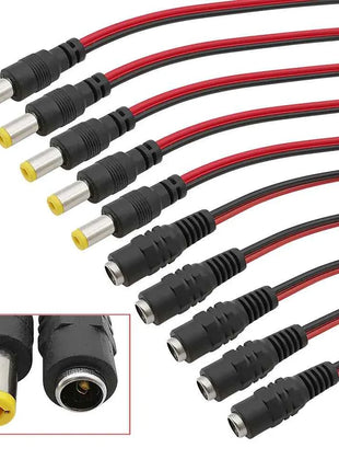 2.1x5.5mm DC maschio femmina cavo di alimentazione Pigtail connettore filo 12V 1A DC connettori barilotto di alimentazione 25CM per telecamera di sicurezza CCTV