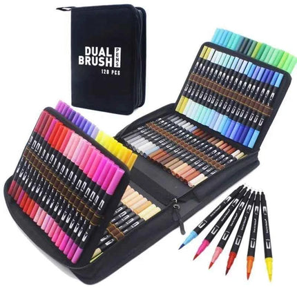 Set Pennarelli Manga Dual Tip 12/24/36/120 Colori Acquerello Fineliner per Calligrafia e Arte