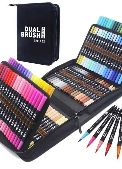 Set Pennarelli Manga Dual Tip 12/24/36/120 Colori Acquerello Fineliner per Calligrafia e Arte