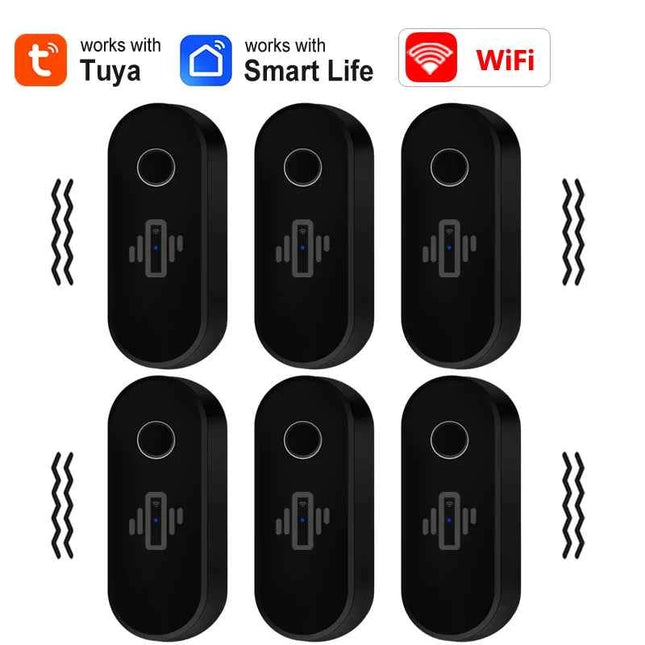 Tuya WiFi Vibration Sensor White Black Door Window Glass Broken Detector Home Security Anti-theft Smart Life APP Real-Time Alert