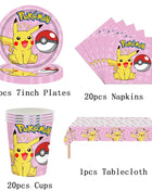 Forniture per decorazioni per feste di compleanno a tema Pokemon Cartoon Pokemon Go Stoviglie Tazze Piatti Palloncino Pikachu per bomboniere per baby shower