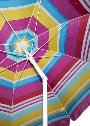 Ombrellone da Spiaggia, Diametro 240 cm con 8 Stecche in Fibra Vetro - Ombrello Mare con Sacca Tracolla - RIGHE MULTICOLOR