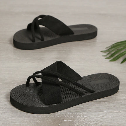 Pantofole piatte antiscivolo resistenti all'usura con cintura nera pura di tendenza della moda da donna