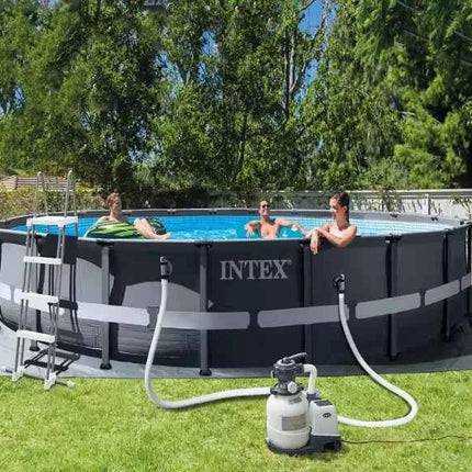 Piscina Intex Grande da Esterno con Telaio Rinforzato, Piscina Familiare per Casa e Bambini, Piscina Pieghevole da Giardino