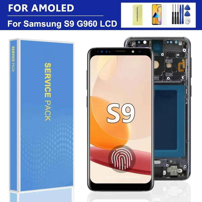 AMOLED/TFT LCD Per Samsung S9 G960 G9600 G960F Display Touch Screen Digitizer Assembly Sostituzione Con Telaio