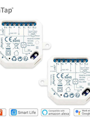 Tuya Smart Life WiFi Curtains Switch Connected Roller Shutters Control Blinds Motor Google Home Alexa Electric Window LoraTap