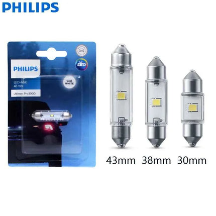 Philips Ultinon Pro3000 C5W LED Fest 38mm 30mm 43mm Festoon Car Signal Side Lamp 6000K Cool White Interior Reading Light(1PCS)