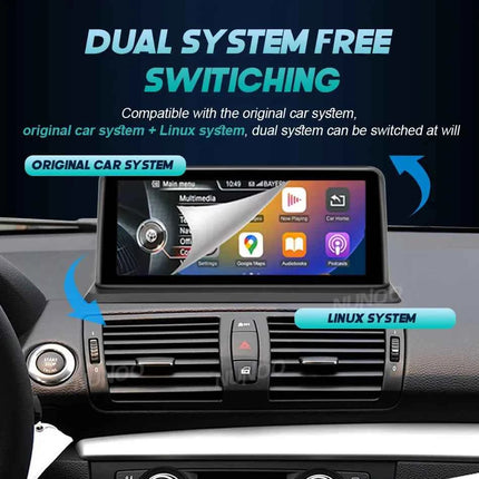 For BMW 1 Series E81 E82 E87 E88 2004-2012 CCC CIC Wireless Carplay Android Auto Car Multimedia Player Linux 1920*720 Screen