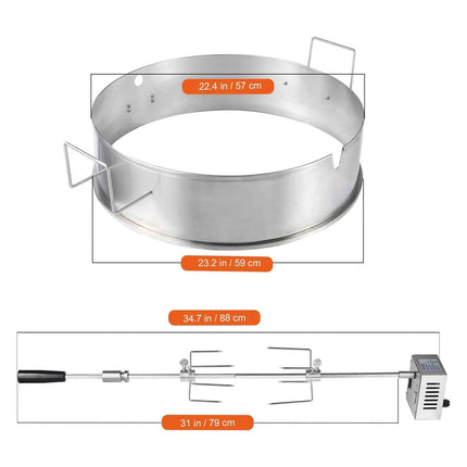 SucceBuy Universal Grill Rotisserie Kit for Grills, Electric BBQ Grill with 9W Motor Stainless Steel Automatic Grilling Kit